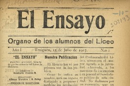 El Ensayo Organo de los Alumnos del Liceo.