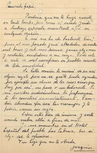 Carta. c.1945, Las Cabras, Chile. Joaquín Edwards Bello.