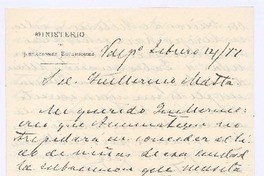 [Carta], 1877 feb. 14 Valparaíso, Chile <a> Guillermo Matta