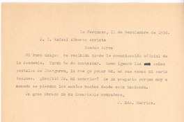 [Carta], 1938 sep. 11 San Antonio, Chile <a> Rafael Alberto Arrieta