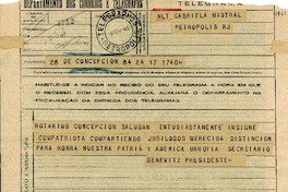[Telegrama] 1945 nov. 18, Concepción [a] Gabriela Mistral, Petrópolis