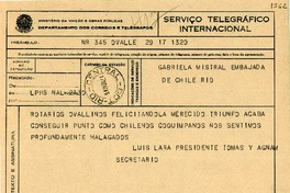 [Telegrama] 1945 nov. 17, Ovalle, Chile [a] Gabriela Mistral