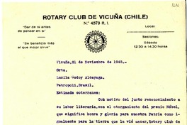 [Carta] 1945 nov. 21, Vicuña, [Chile] [a] Lucila Godoy Alcayaga, Petrópolis