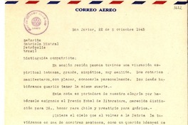 [Carta] 1945 nov. 22, San Javier, [Chile] [a] Gabriela Mistral, Petrópolis