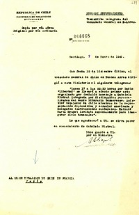 [Carta] 1945 ene. 7, Santiago, Chile [al] Embajador de Chile en Francia, París, Francia