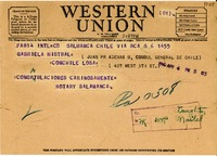 [Telegrama] 1946 abr. 6, Salamanca [a] Gabriela Mistral