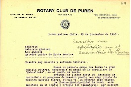[Carta] 1946 dic. 29, Purén, Malleco, Chile [a] Gabriela Mistral, Los Ángeles, California