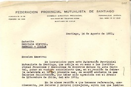 [Carta] 1951 ago. 14, Santiago [a] Gabriela Mistral, Rapallo, Italia