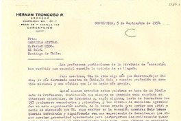 [Carta] 1954 sept. 5, Concepción, Chile [a] Gabriela Mistral, Santiago, Chile