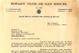 [Carta] 1954 oct. 1, Santiago [a] Lucila Godoy, Viña del Mar