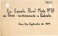 [Tarjeta] 1954 sept. 8, Ocoa, [Chile?] [a] Gabriela [Mistral]