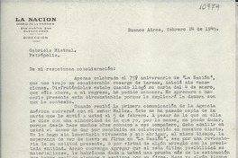 [Carta] 1945 feb. 24, Buenos Aires, [Argentina] [a] Gabriela Mistral, Petrópolis, [Brasil]