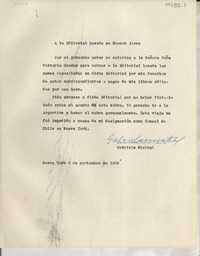 [Carta] 1955 nov. 5, Nueva York, [EE.UU.] [a la] Editorial Losada, Buenos Aires, [Argentina]