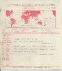 [Telegrama] 1942 Apr. 15, [New York], [EE.UU.] [a] Luclia [i.e. Lucila] Godoy, Consulado de Chile, Petropolis, [Brasil]