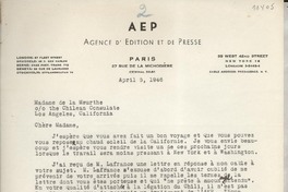 [Carta] 1946 Apr. 16, [New York], [EE.UU.] [a] [Marie-Antoinette Boulay] de la Meurthe, [EE.UU.]