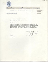 [Carta] 1961 May 3, New York, N. Y., [EE.UU.] [a] Marie Rodell and Joan Daves, Inc., New York, New York, [EE.UU.]