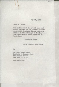 [Carta] 1961 May 11, [EE.UU.] [a] Mr. Carl Robert Morse, Doubleday & Company, Inc., New York, N. Y., [EE.UU.]