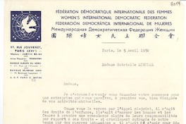 [Carta] 1950 avril 5, París [a] Gabriela Mistral
