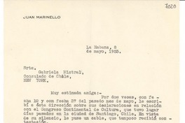 [Carta] 1953 mayo 8, La Habana [a] Gabriela Mistral, New York