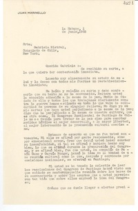 [Carta] 1953 jun. 1, La Habana [a] Gabriela Mistral, New York