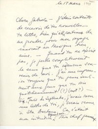 [Carta] [1948] mars 17, [EE.UU.] [a] Gabriela [Mistral]
