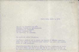 [Carta] 1963 abr. 8, Nueva York, [Estados Unidos] [a] Sr. Don R. Trigueros de León, Director General de Publicaciones, Ministerio de Educación, San Salvador, El Salvador