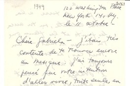 [Carta] 1949 oct. 11, New York, [Estados Unidos] [a] Gabriela Mistral