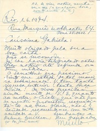 [Carta] 1944 jun. 1, Rio [de Janeiro], [Brasil] [a] Gabriela [Mistral]