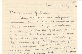 [Carta] 1947 jun. 20, Santurce, [Puerto Rico] [a] Gabriela Mistral