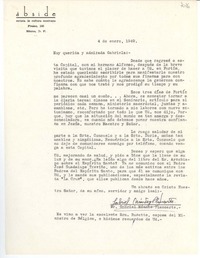 [Carta] 1949 ene. 4, [México D.F.] [a] Gabriela [Mistral], [Fortín de las Flores, México]