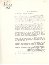 [Carta] 1949 ago. 15, [México D.F.] [a] Gabriela [Mistral], [México]