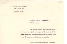 [Carta] 1950 ago. 15, Veracruz [a] Alfonso Méndez Plancarte, México D. F.