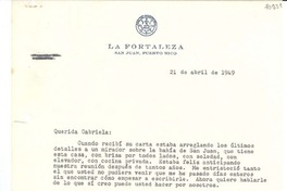 [Carta] 1949 abr. 21, San Juan, Puerto Rico [a] Gabriela Mistral