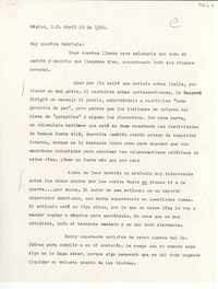 [Carta] 1950 abr. 10, México D.F. [a] Gabriela [Mistral]