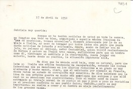 [Carta] 1950 abr. 17, [México] [a] Gabriela [Mistral]