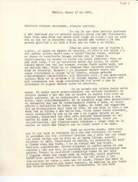 [Carta] 1955 mar. 15, México [a] Gabriela [Mistral]