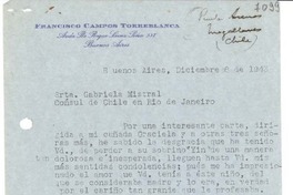 [Carta] 1943 dic. 8, Buenos Aires [a] Gabriela Mistral, Río de Janeiro