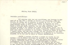[Carta] 1949 mayo 22, México [a] Gabriela Mistral
