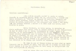 [Carta] 1949 sept. 26, [México] [a] Gabriela Mistral