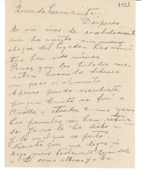 [Carta] 1945 oct. 27, [La Serena] [a] Gabriela Mistral