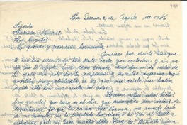 [Carta] 1946 ago. 2, La Serena, [Chile] [a] Gabriela Mistral, Los Angeles