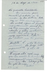 [Carta] 1944 mayo 12, [La Serena] [a] Gabriela Mistral
