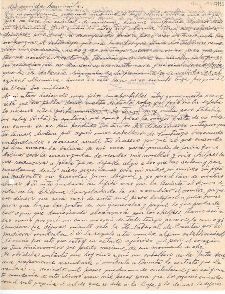 [Carta] [1944 mayo, La Serena] [a] Gabriela Mistral