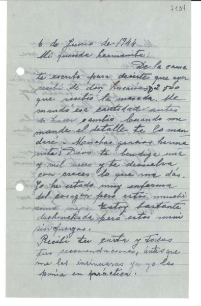 [Carta] 1944 jun. 6, [La Serena] [a] Gabriela Mistral