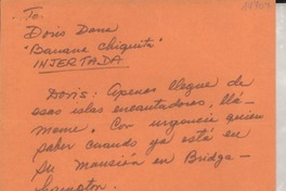 [Carta] [a] Doris Dana, "Banana chiquita", Injertada