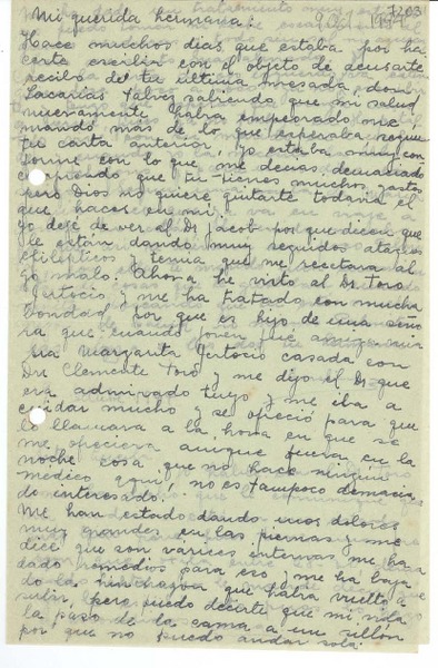 [Carta] 1944 oct. 9, [La Serena] [a] Gabriela Mistral