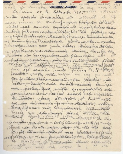 [Carta] 1945 sept. 22, La Serena, [Chile] [a] [Gabriela Mistral]