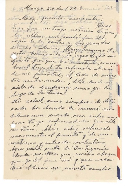 [Carta] 1943 mar. 21, [La Serena, Chile] [a] [Gabriela Mistral]