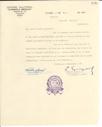 [Carta] 1944 mar. 12, Vicuña [Chile] [a] Gabriela Mistral, Petrópolis