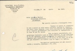 [Carta] 1944 ago. 24, Vicuña [Chile] [a] Gabriela Mistral, Petrópolis